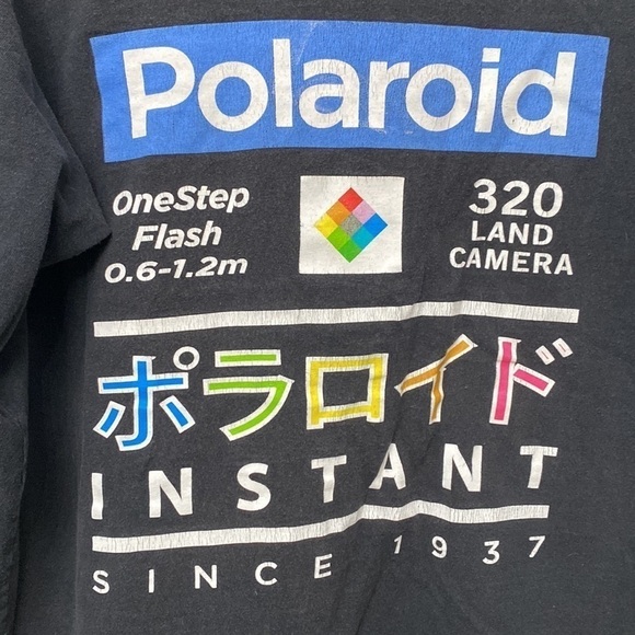 Polaroid Vintage Long Sleeve Graphic Shirt Black Multicolor Size Medium - Picture 4 of 9